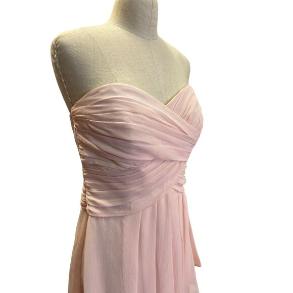 Davids Bridal Strapless Pink Dress Size 10 Formal Bridesmaid Short Prom Homecomi - Picture 1 of 7
